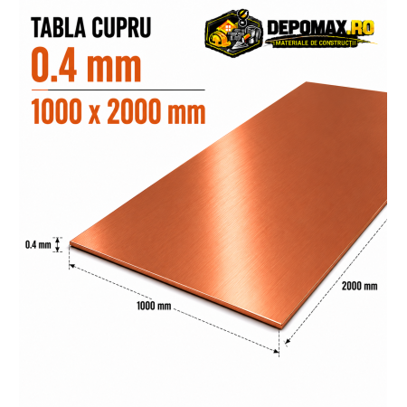 Tabla cupru 0.4mm – 1000 x 2000 mm – EN Cu-DHP